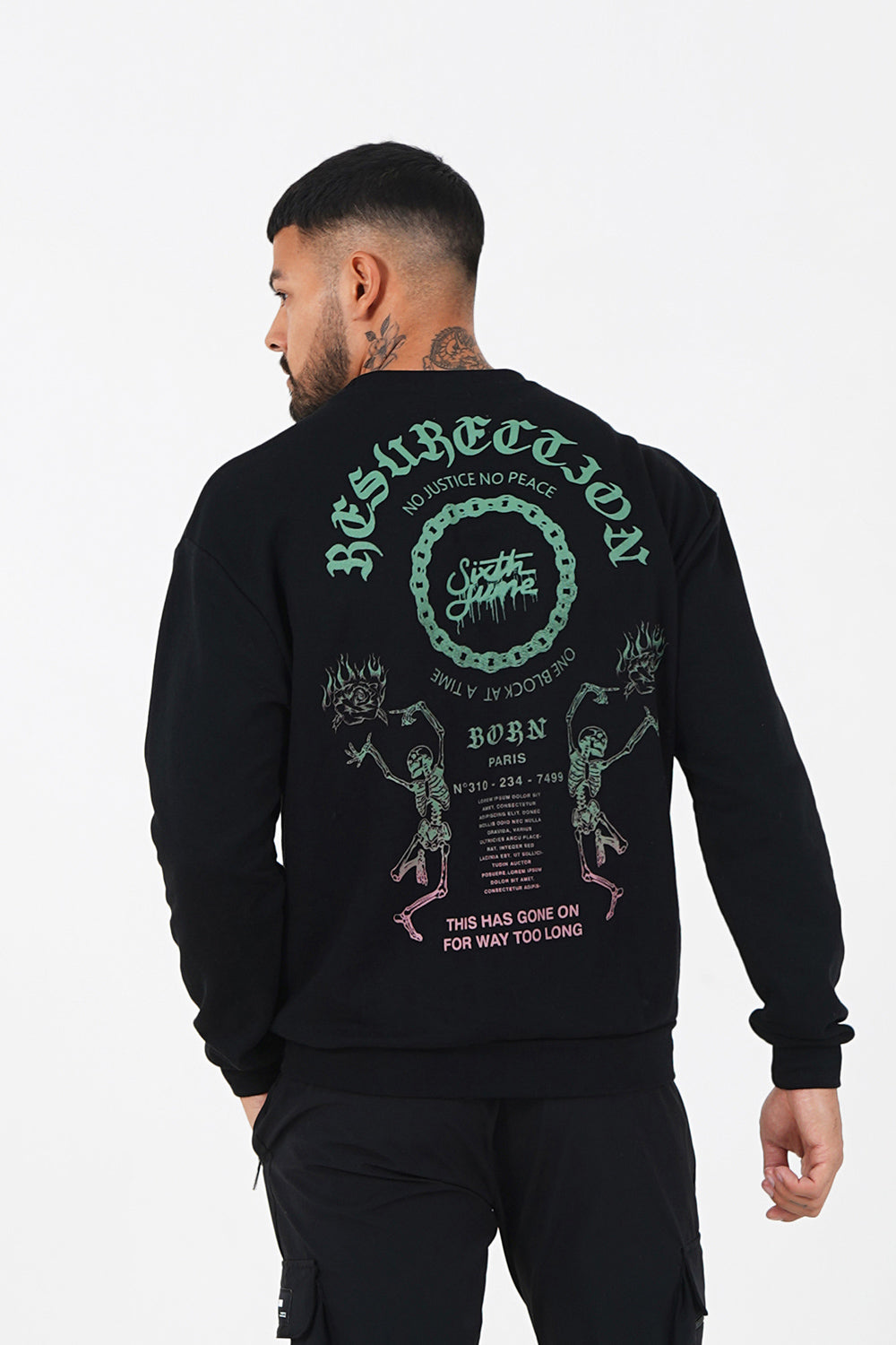 Sixth June - Sweatshirt gothique bicolore Noir