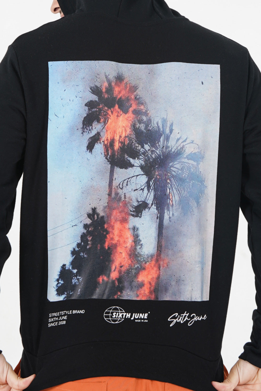 Sixth June - Sweat capuche palm fire Noir