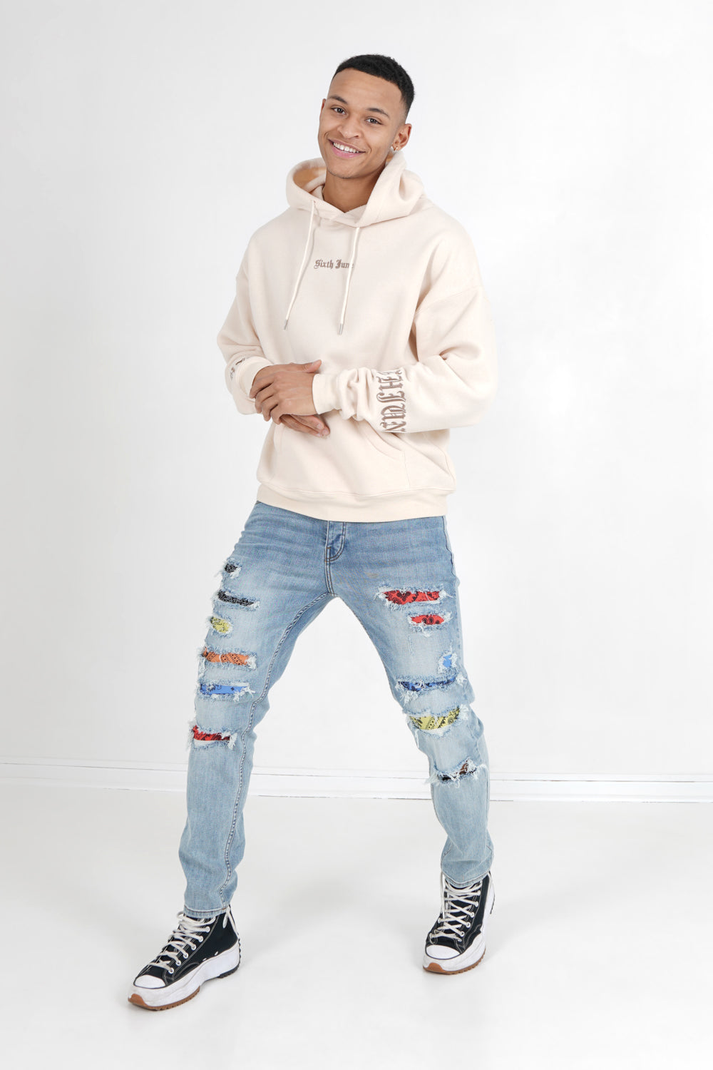 Sixth June - Sweat capuche crew manches Beige