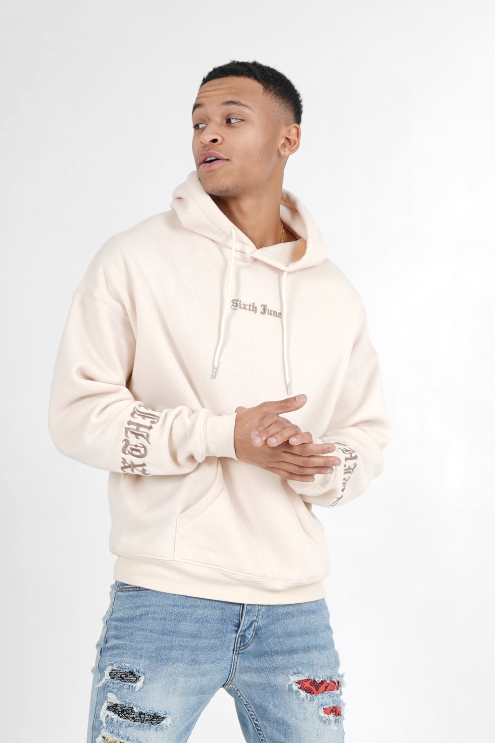 Sixth June - Sweat capuche crew manches Beige