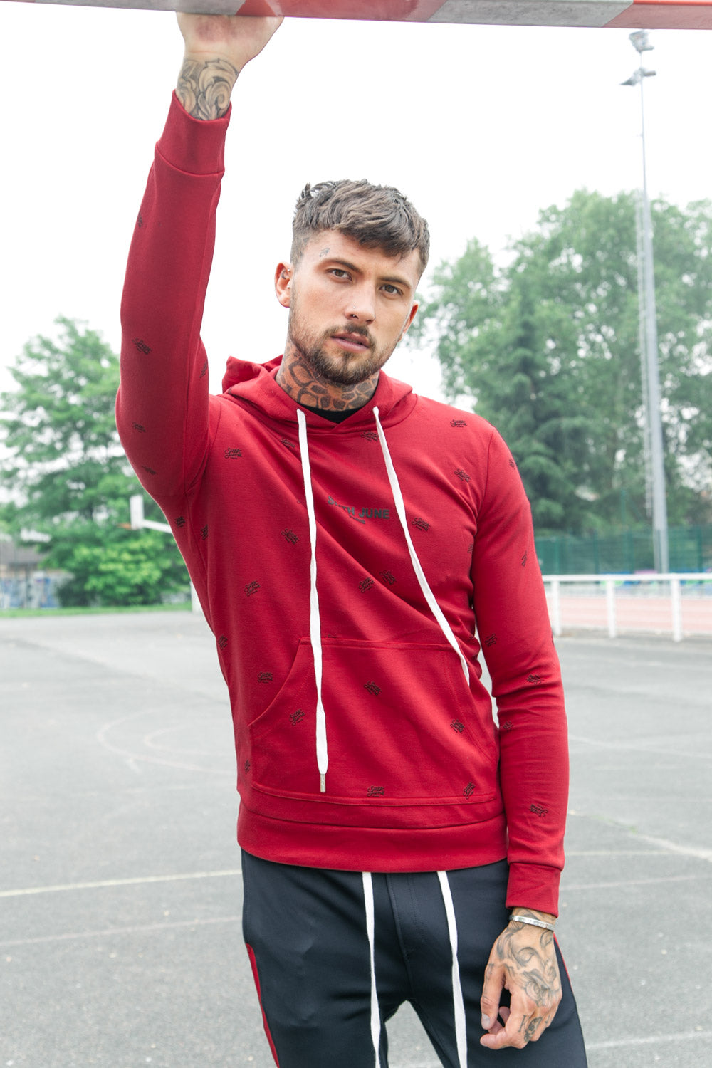Sixth June - Sweat capuche logomania rouge