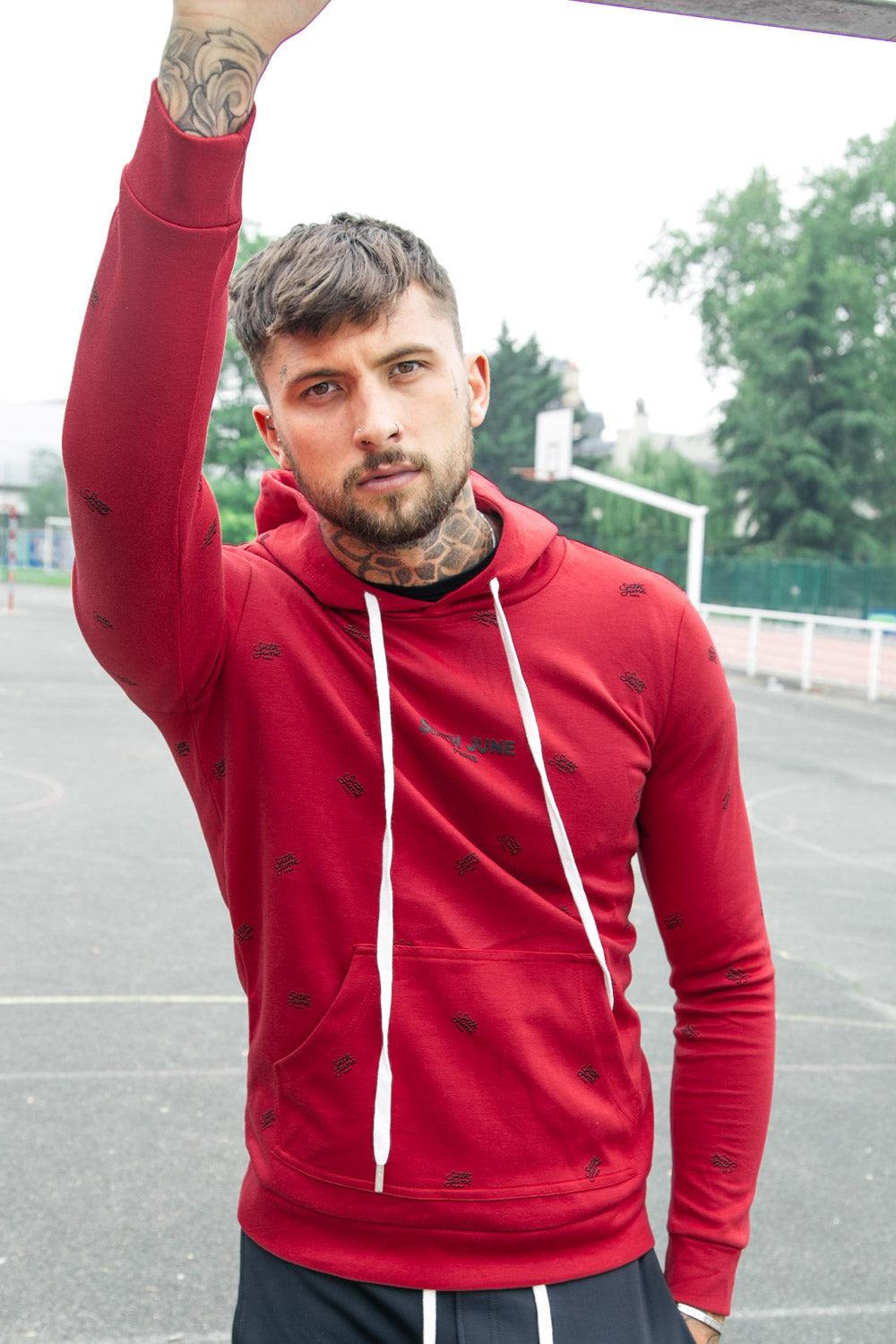 Sixth June - Sweat capuche logomania rouge