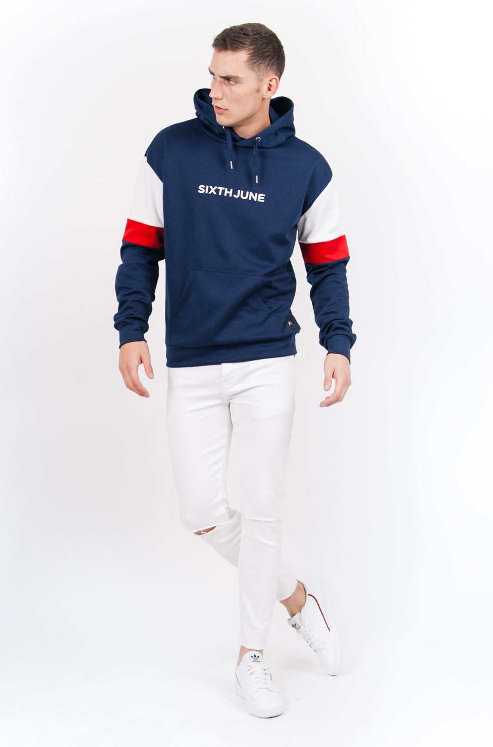 Sixth June - Sweatshirt manches tricolores bleu rouge blanc