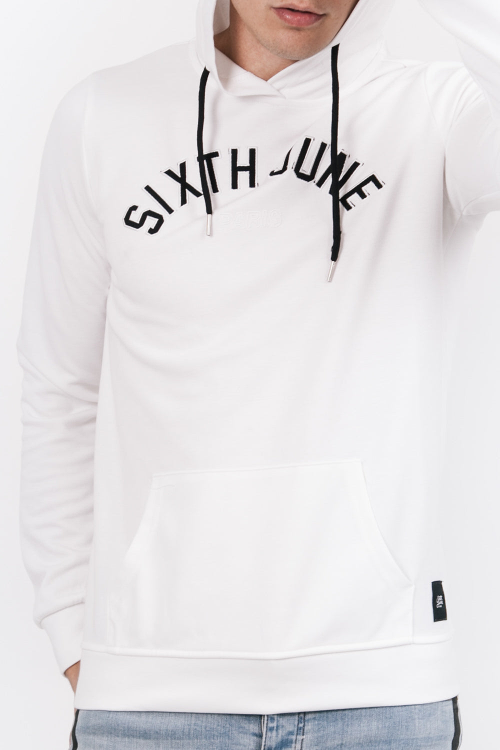 Sixth June - Sweatshirt capuche logo université blanc