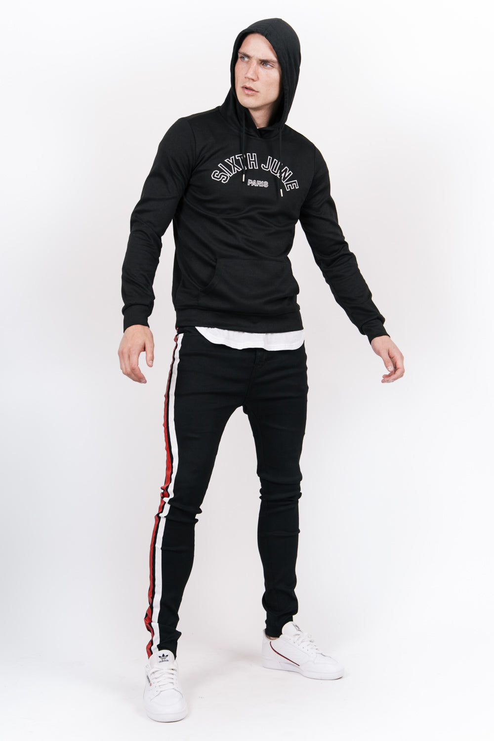 Sixth June - Sweatshirt capuche logo université noir