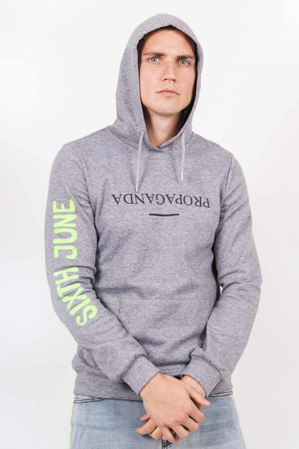 Sixth June - Sweat capuche Propaganda fluo gris