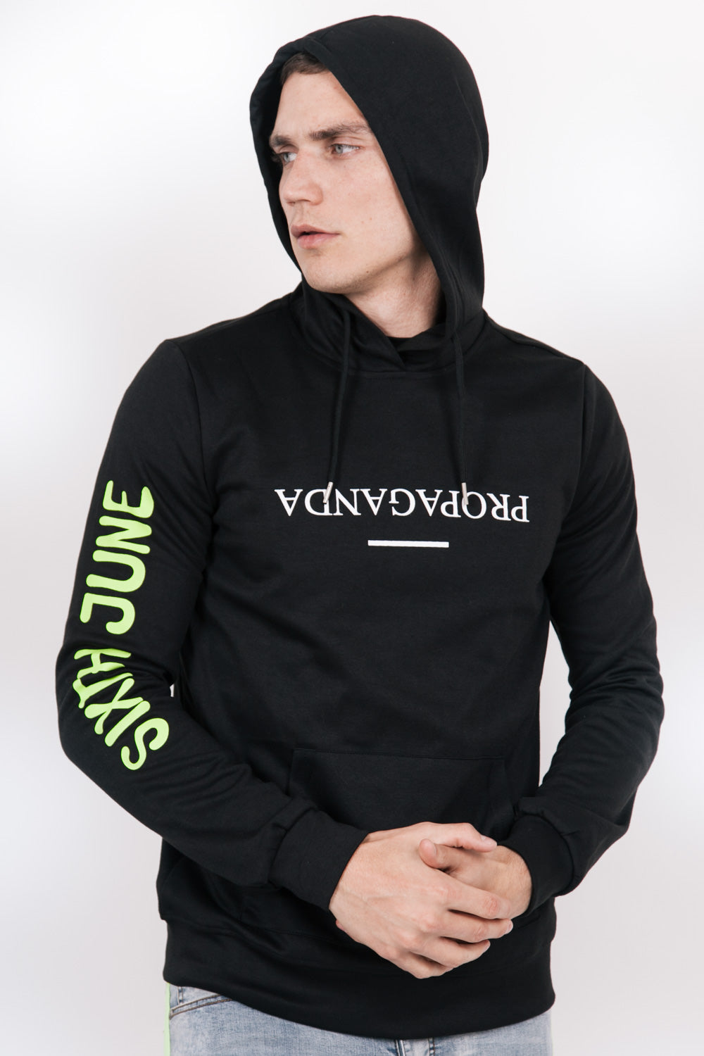Sixth June - Sweat capuche Propaganda fluo noir