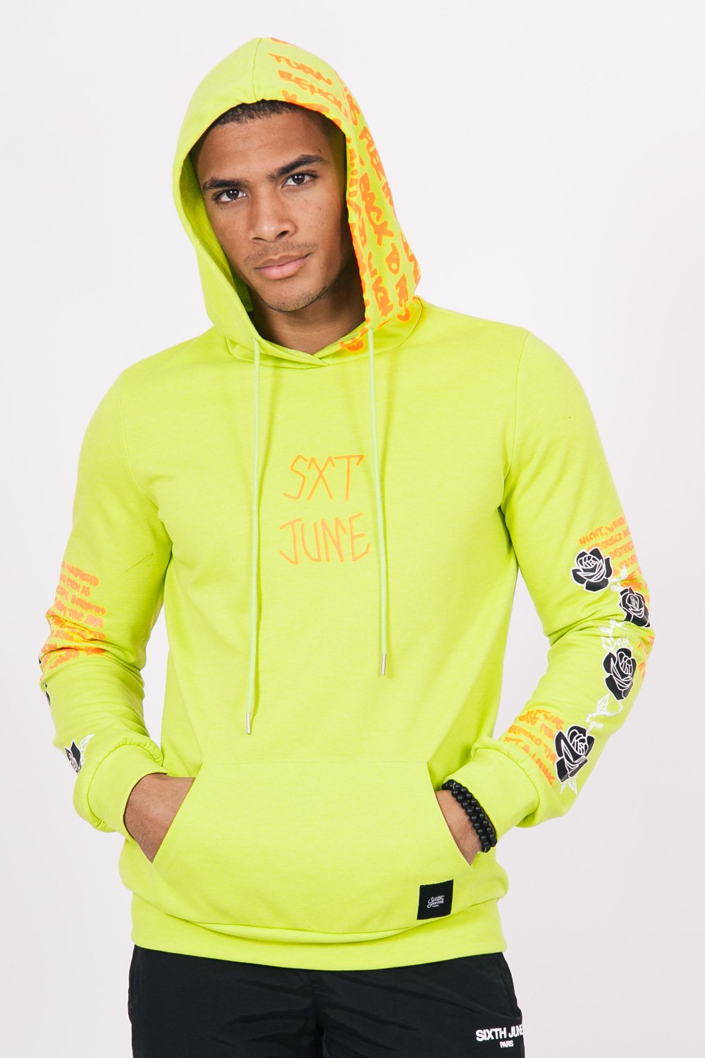 Skull Print Hoodie Lime