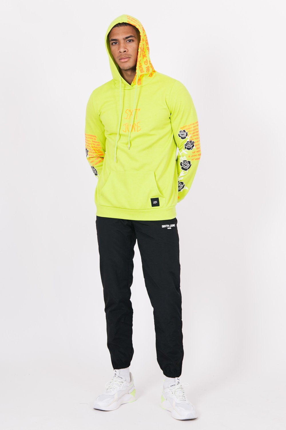Skull Print Hoodie Lime