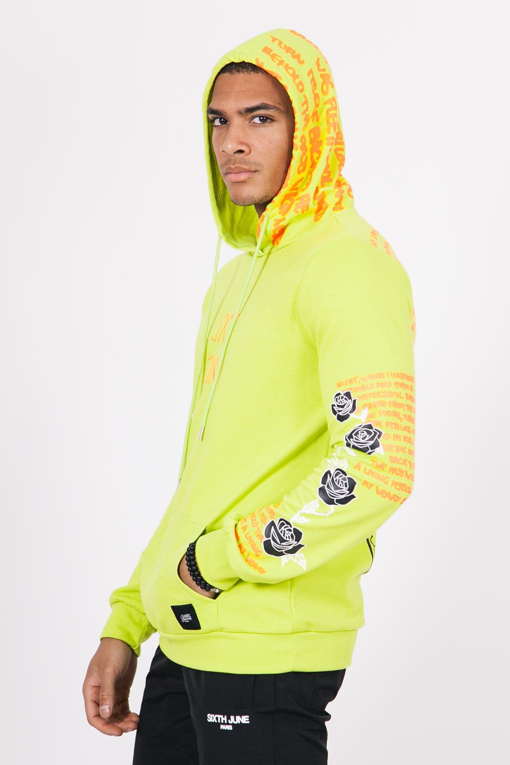 Skull Print Hoodie Lime