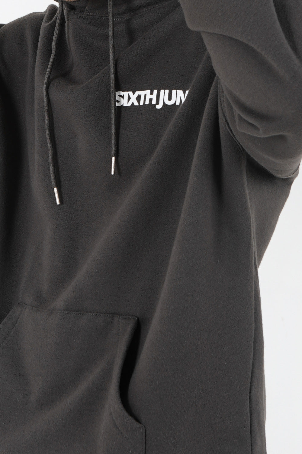 Sixth June - Sweat capuche oversize logo décalé Gris foncé
