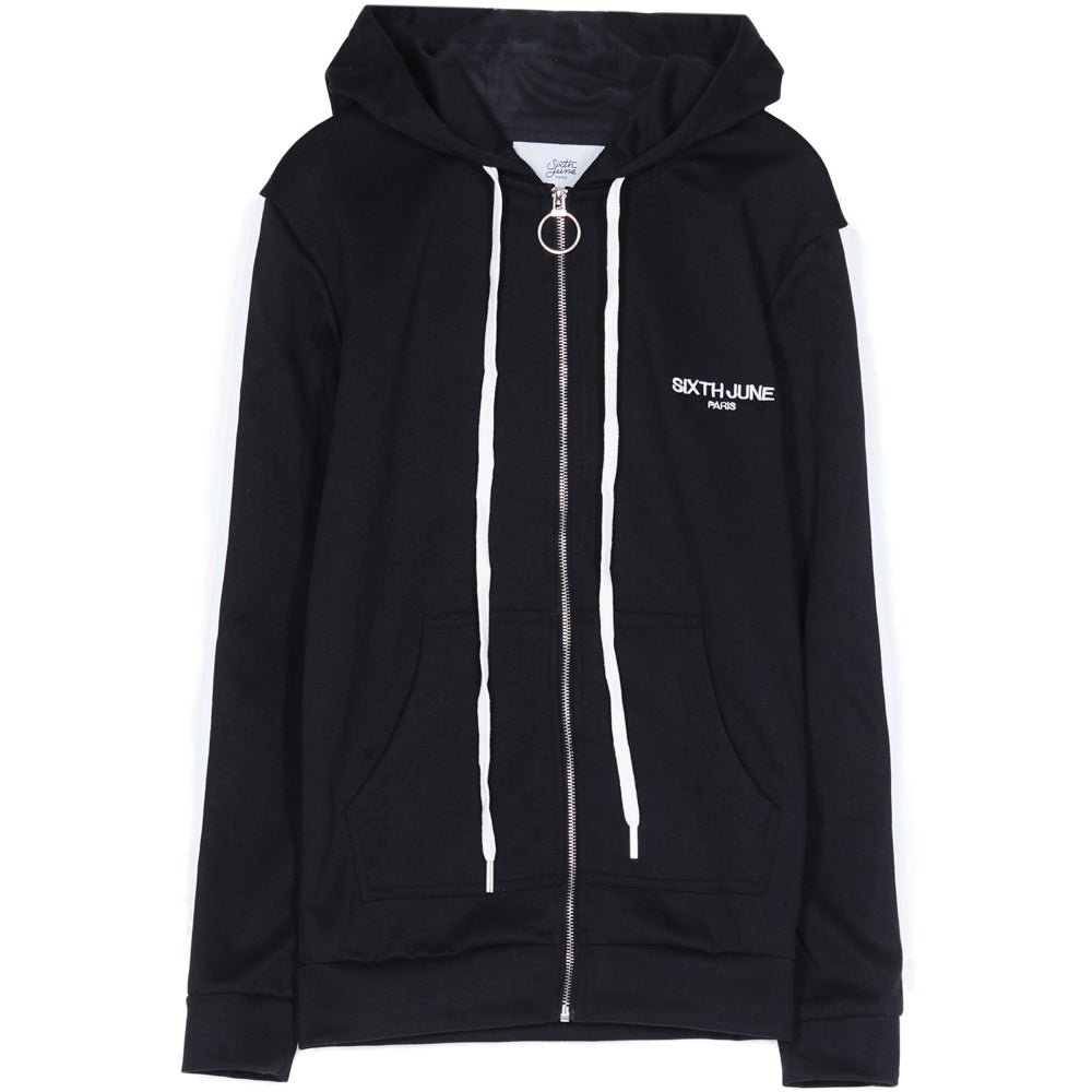 Sixth June - Sweat capuche bandes noir blanc
