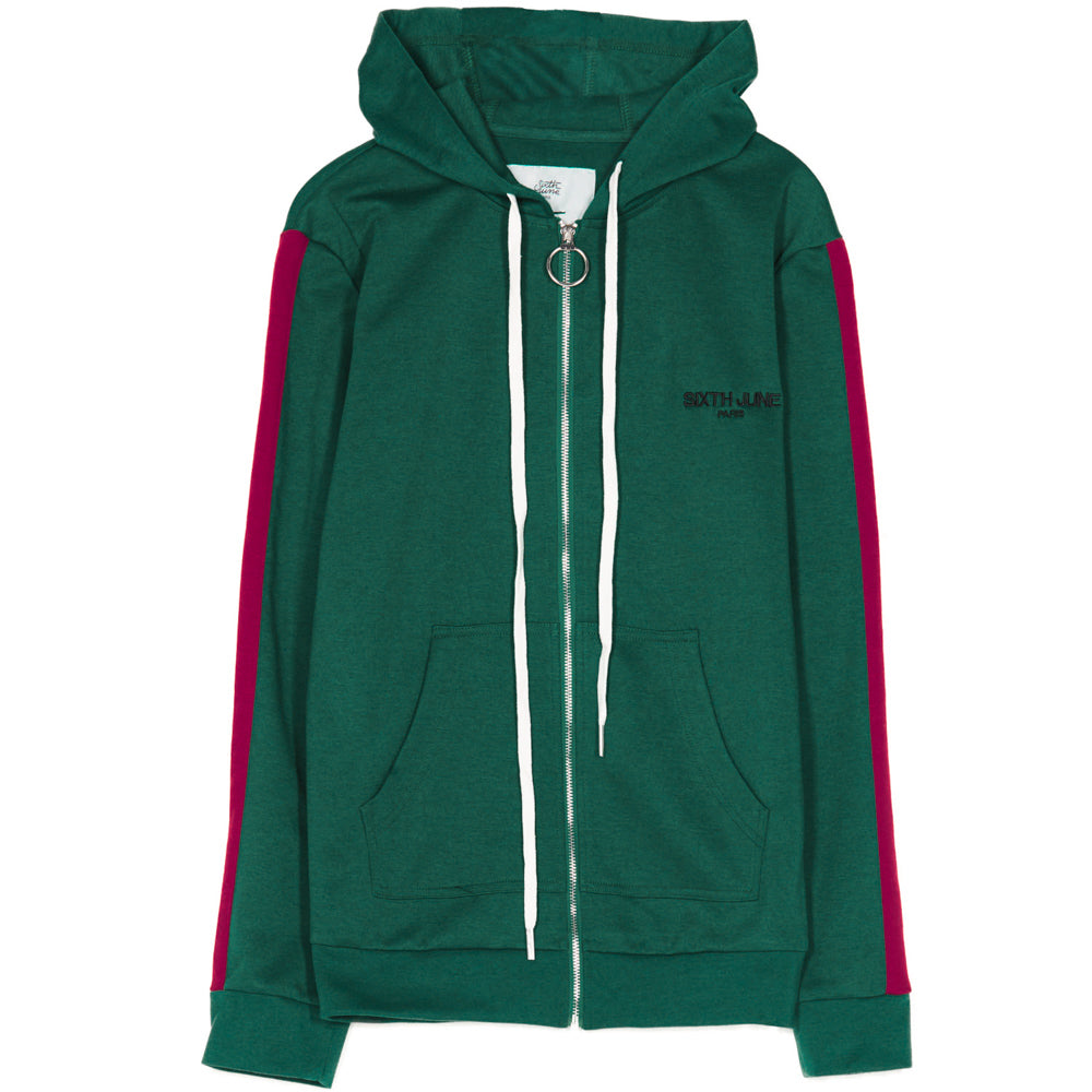 Sixth June - Sweat capuche bandes Sixth June vert rouge