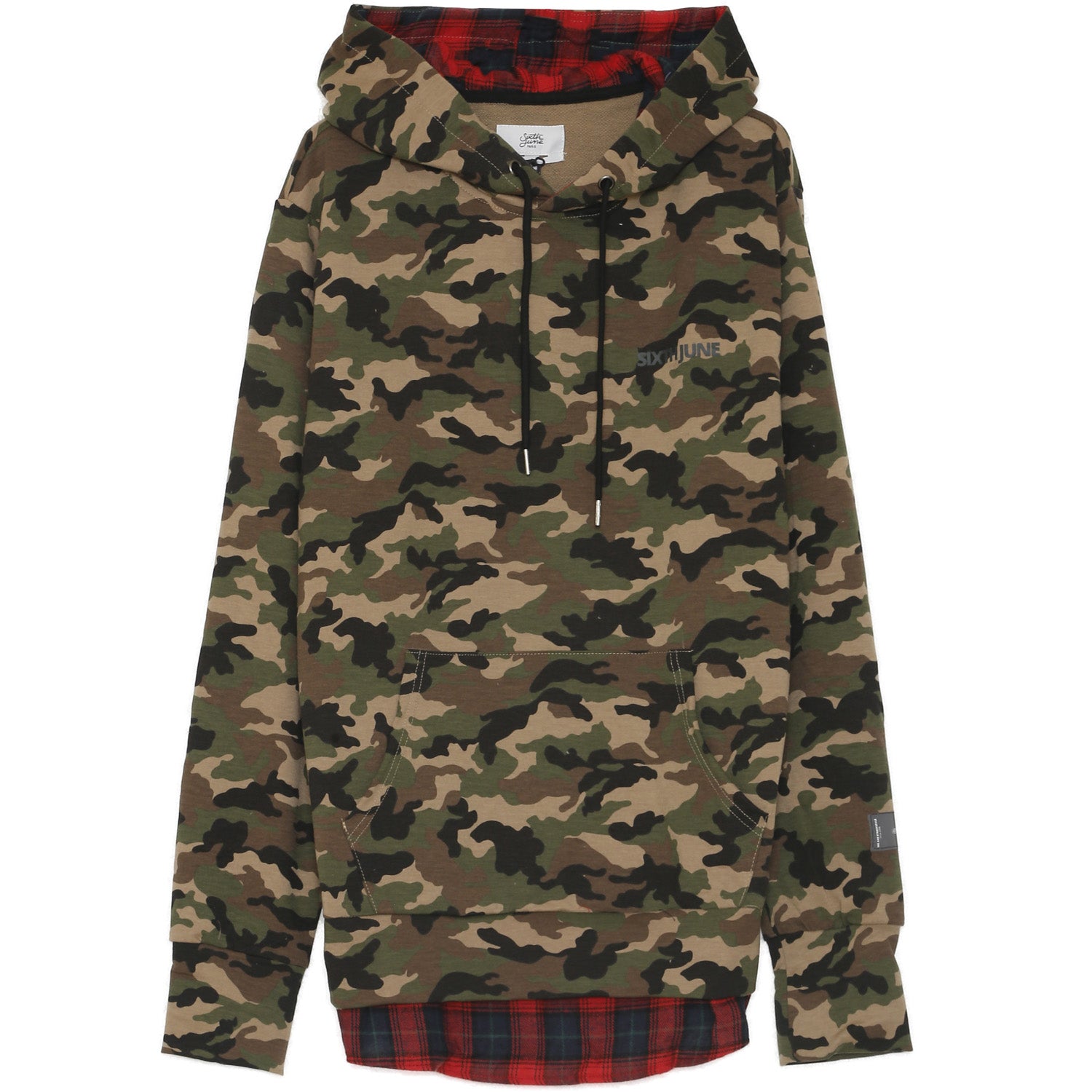 Sixth June - Sweat capuche camouflage tartan vert
