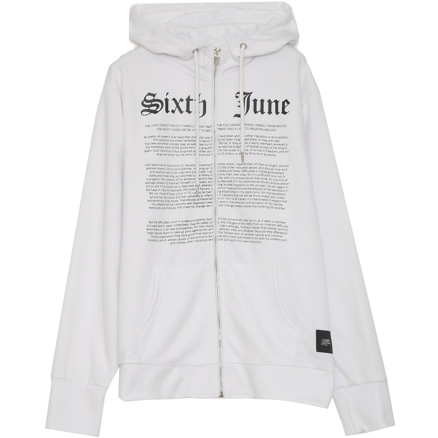 Sixth June - Sweat zippé texté imprimé blanc