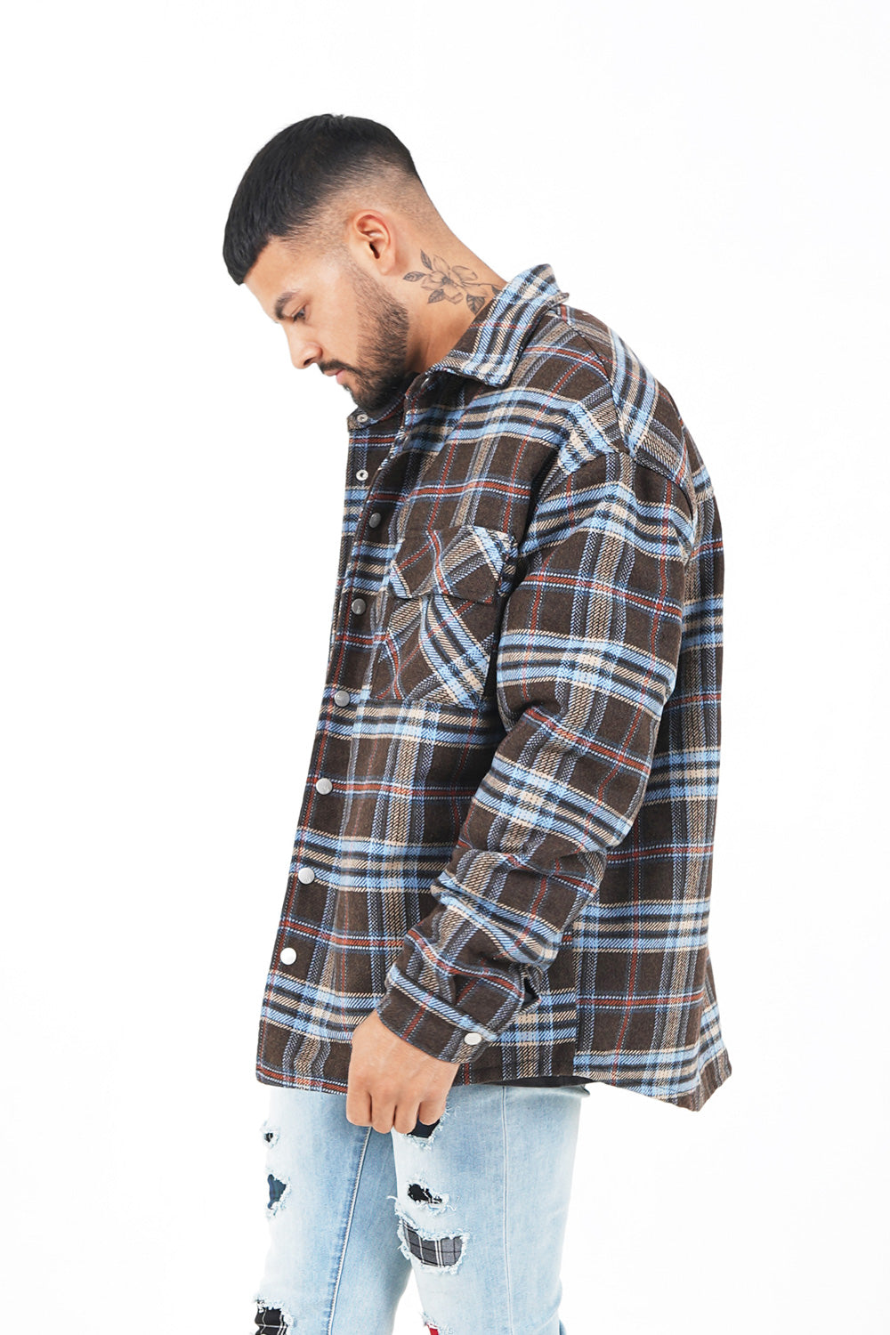 Sixth June - Veste tartan oversize Marron foncé