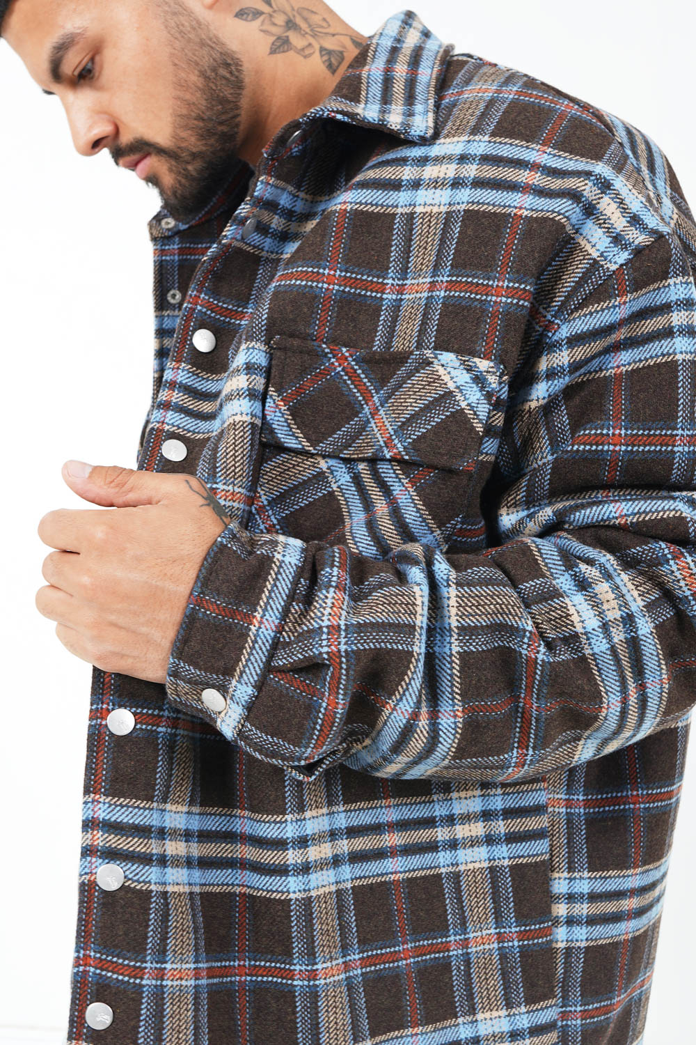 Sixth June - Veste tartan oversize Marron foncé