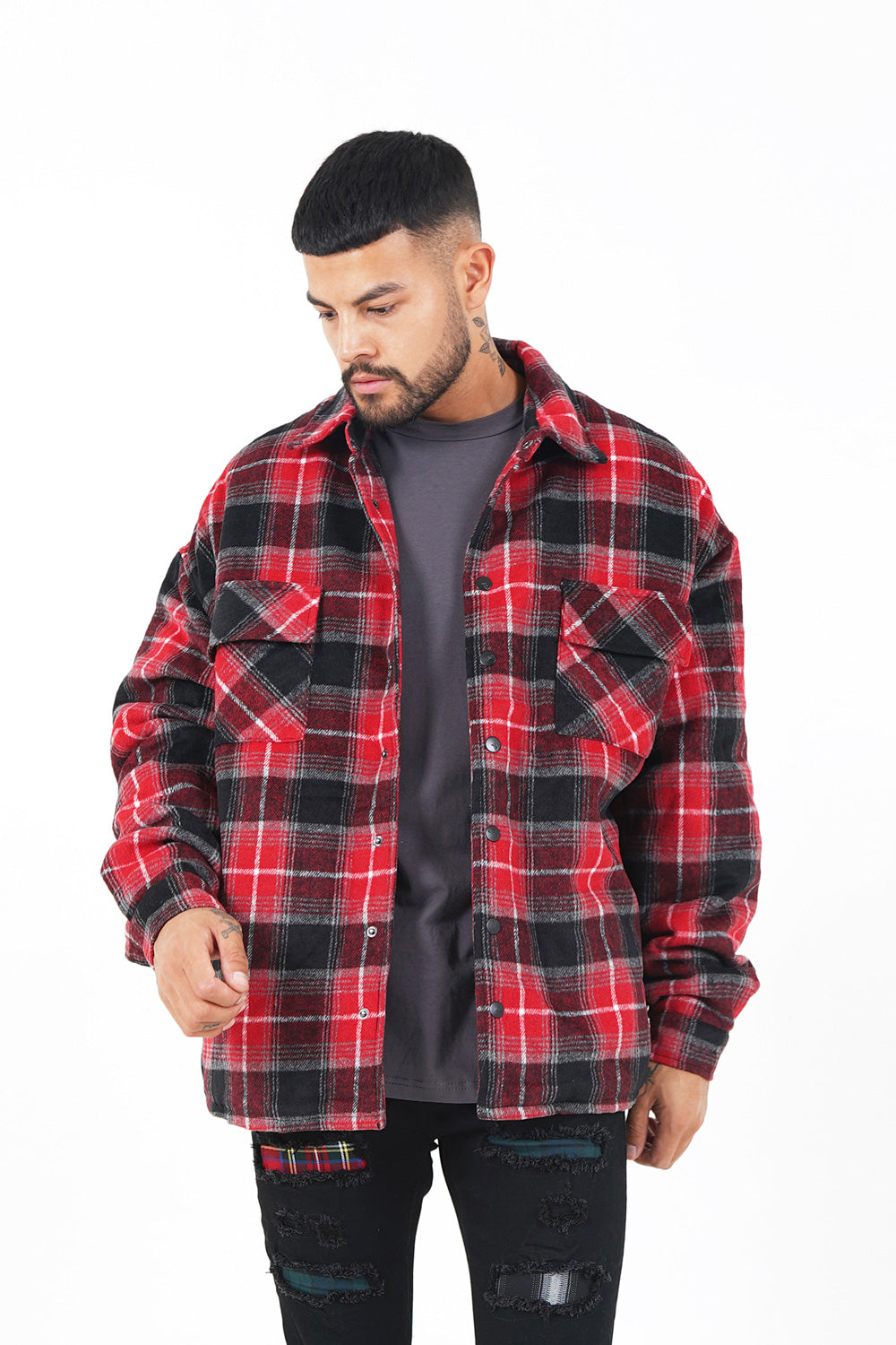 Sixth June - Veste tartan oversize Rouge