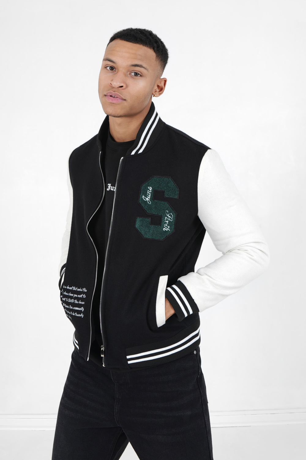 Sixth June - Veste teddy universitaire Noir