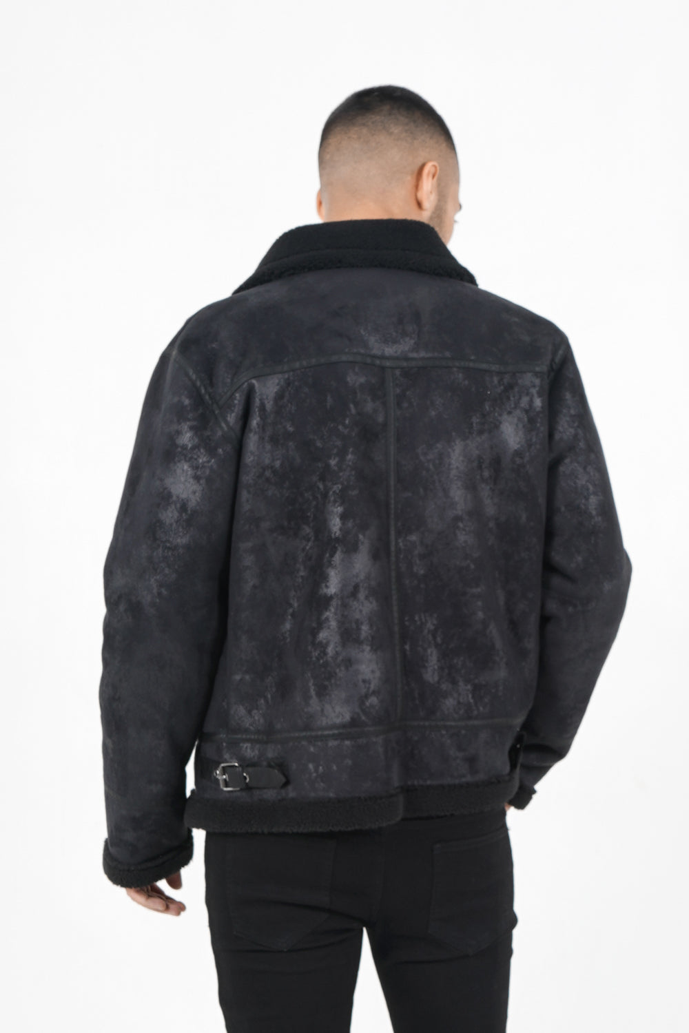 Sixth June - Veste aviateur revers faux mouton Noir