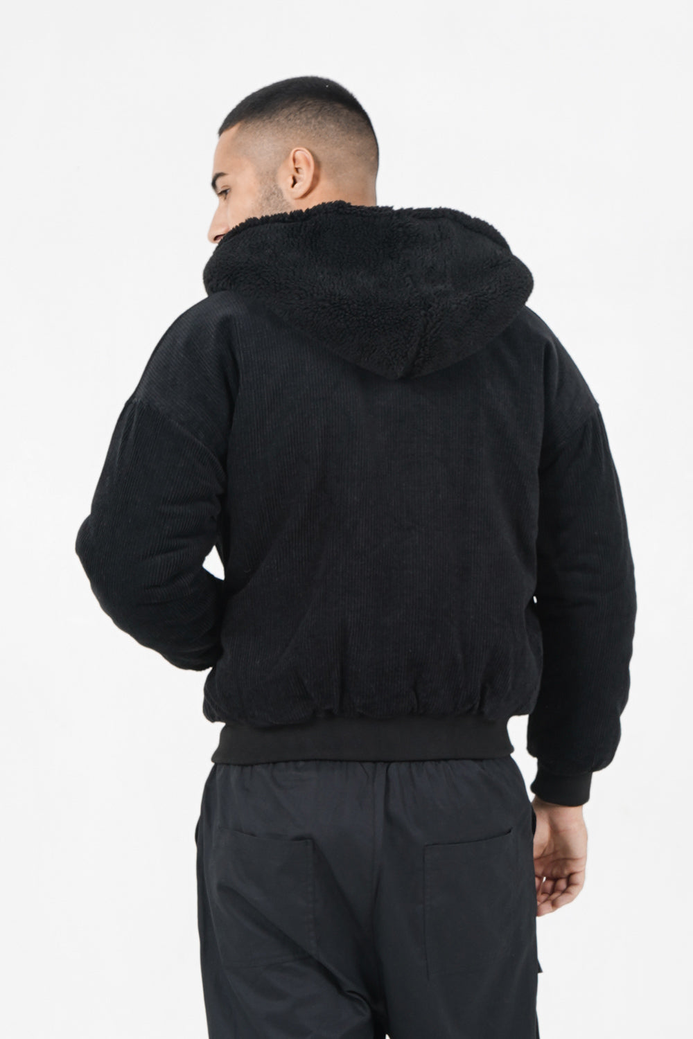 Reversible velvet sherpa jacket Black Sixth June