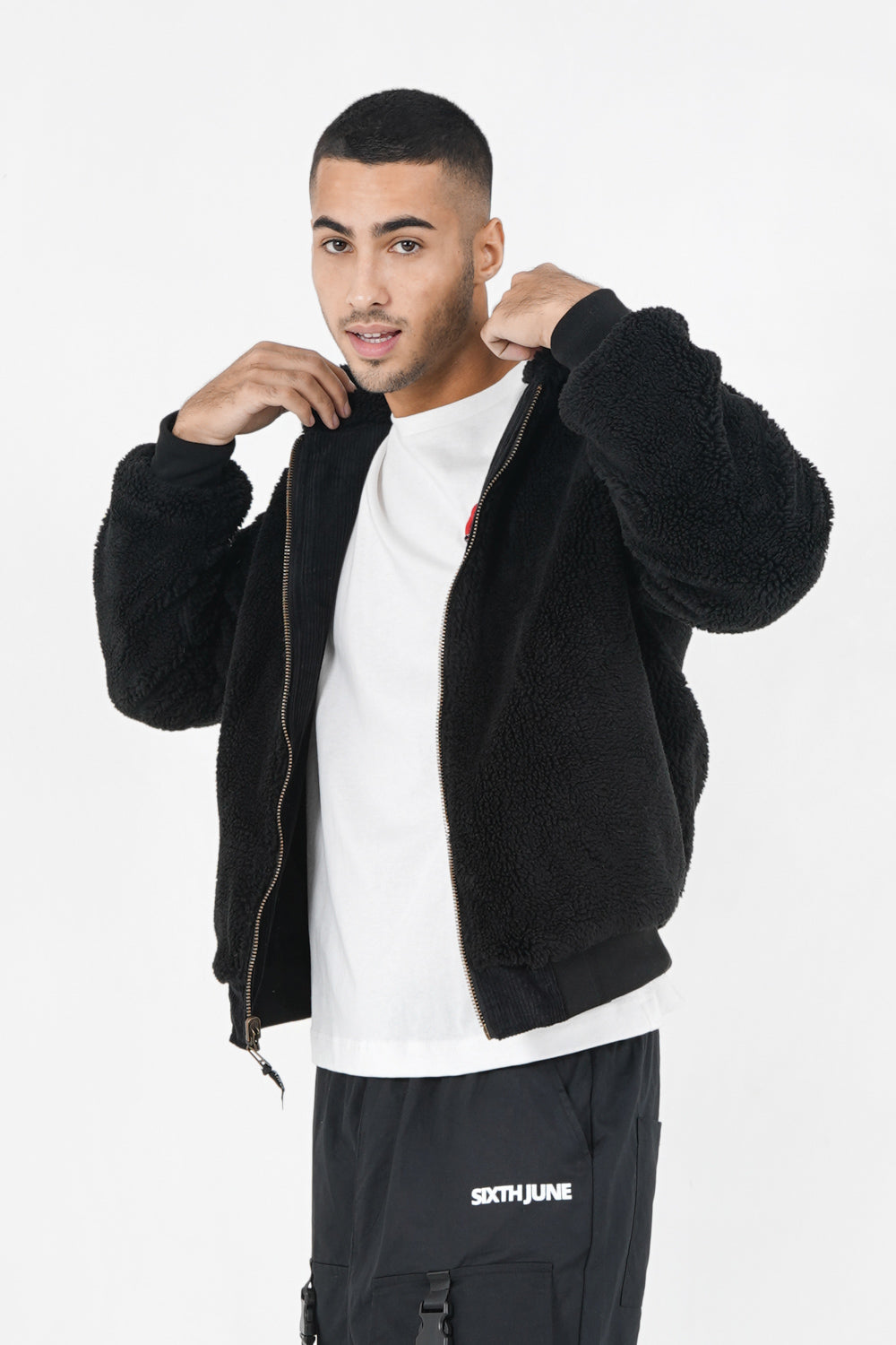 Sixth June - Veste velours sherpa réversible Noir