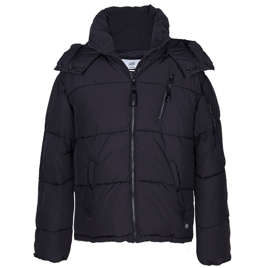 Kurze schwarze Daunenjacke mit Kapuze – Sixth June