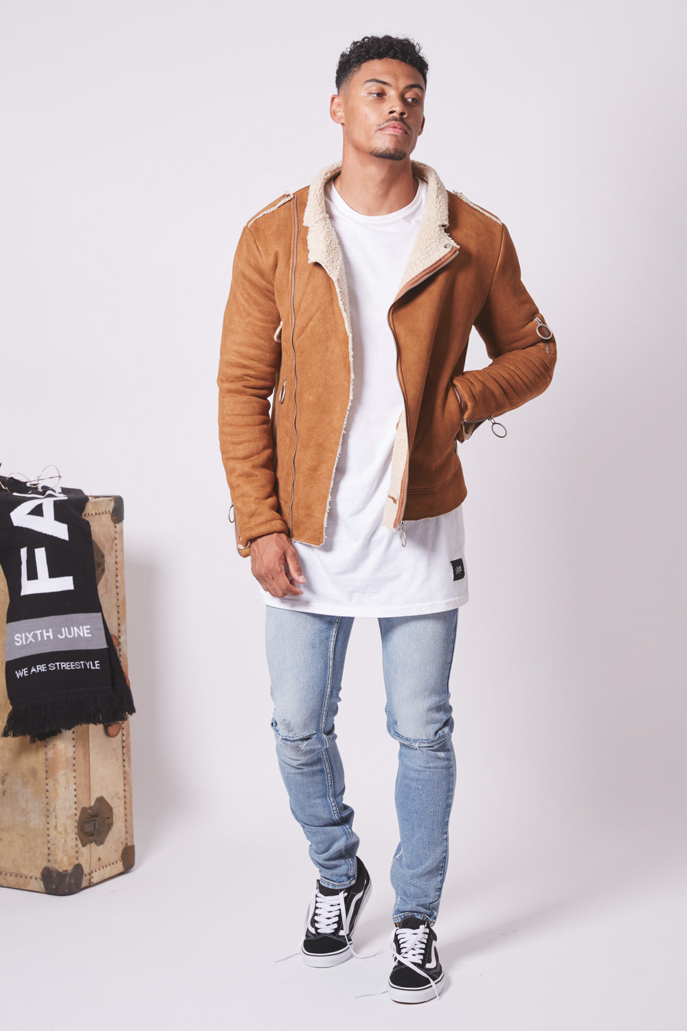 Sixth June - Veste revers faux mouton camel