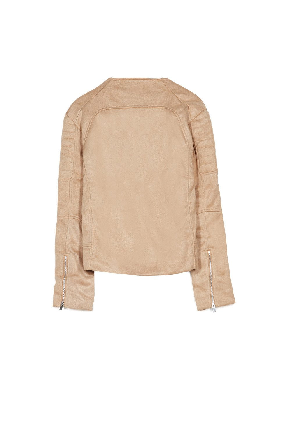 Veste suédé biker zip beige