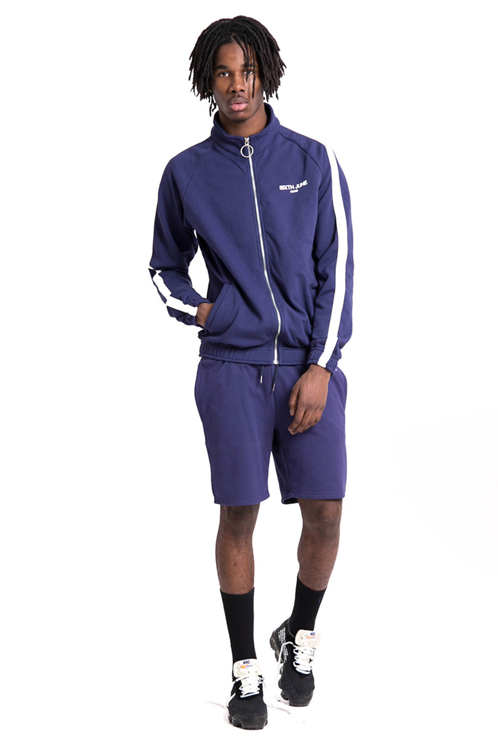 Sixth June - Veste logo bandes bleu blanc