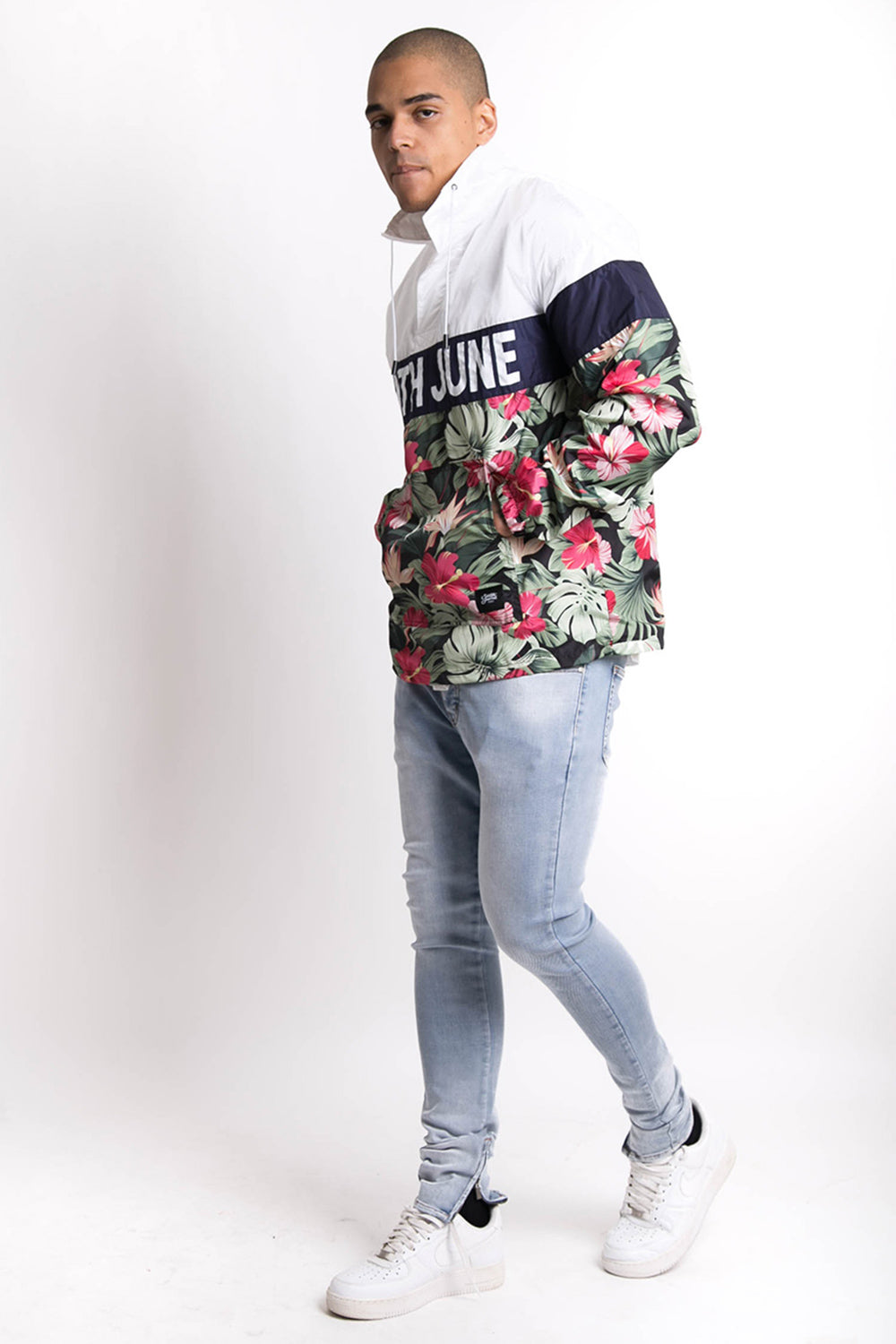 Sixth June - Coupe-vent logo texte tropical blanc vert