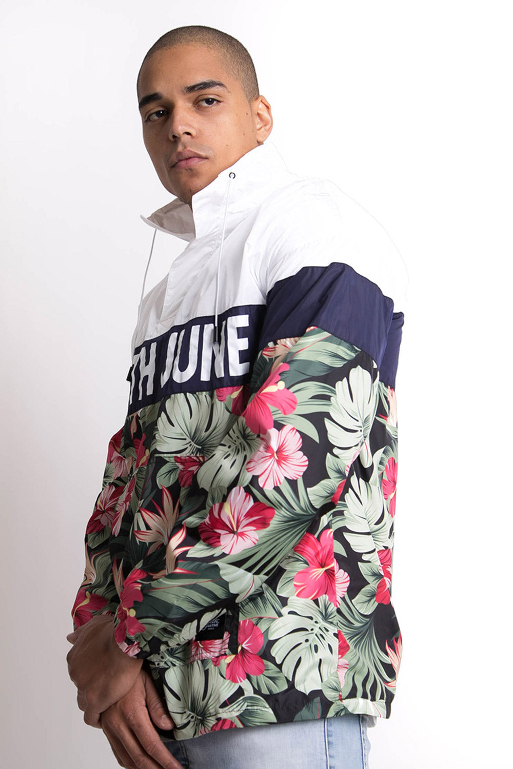 Sixth June - Coupe-vent logo texte tropical blanc vert