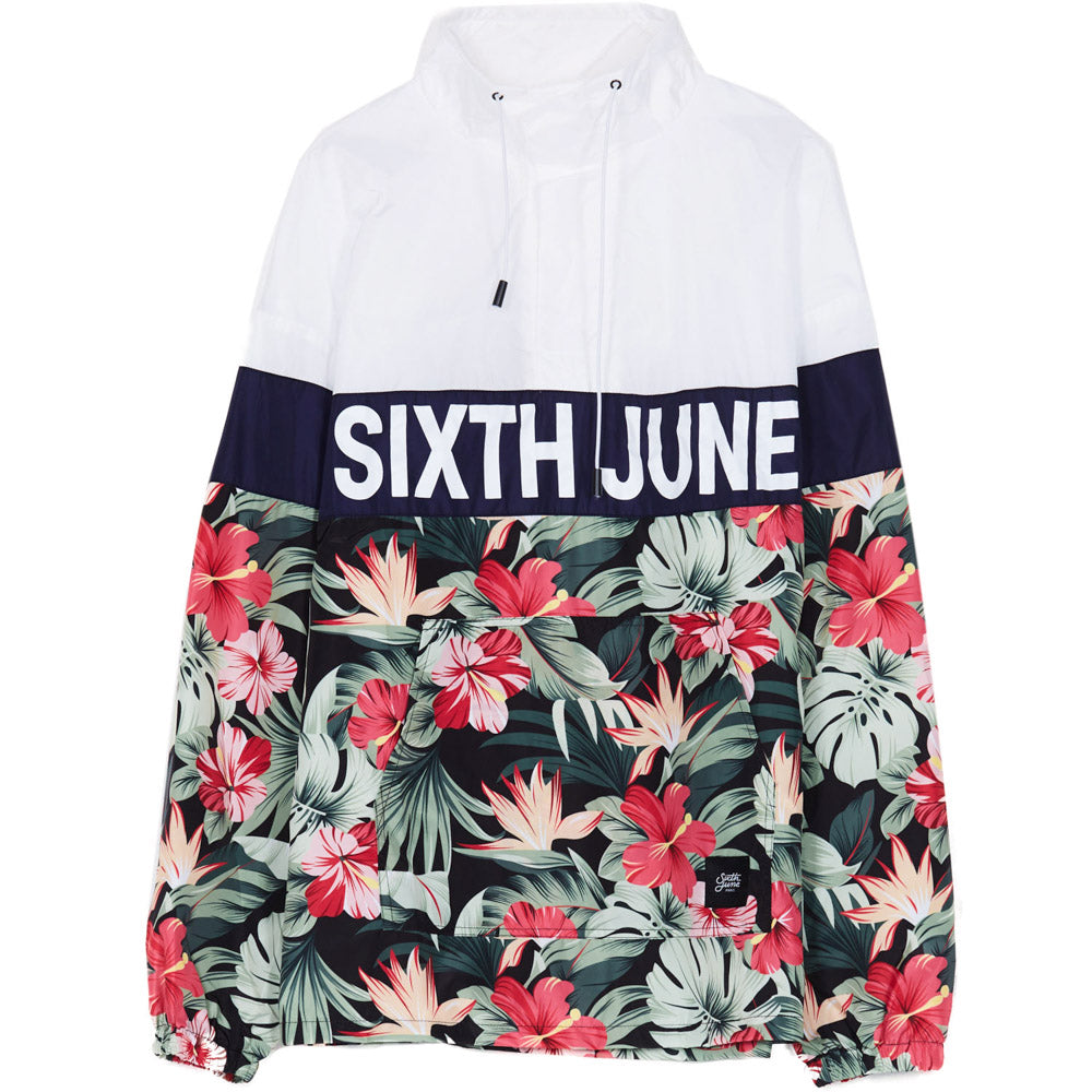 Sixth June - Coupe-vent logo texte tropical blanc vert