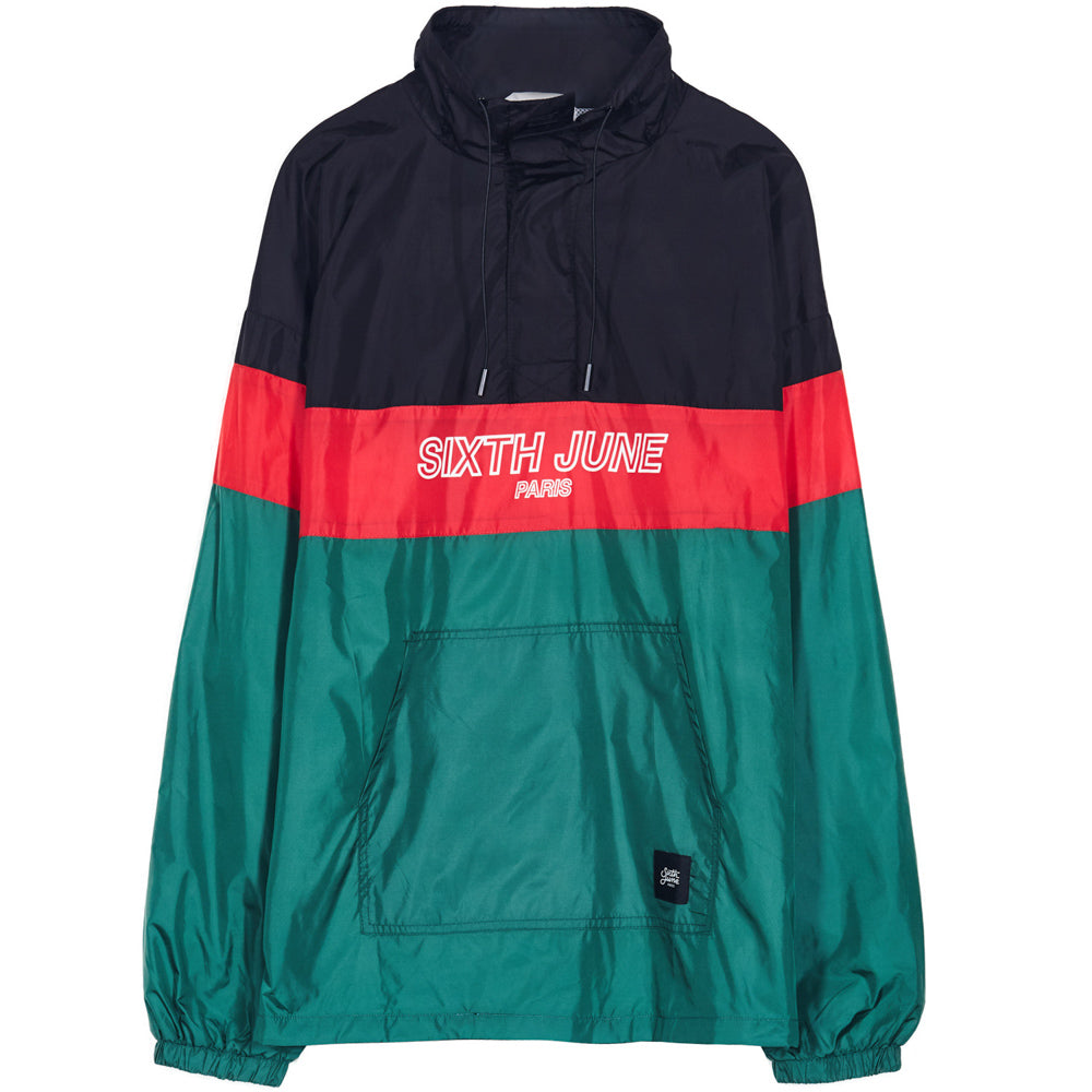 Sixth June - Coupe-vent tricolore texte vert noir rouge