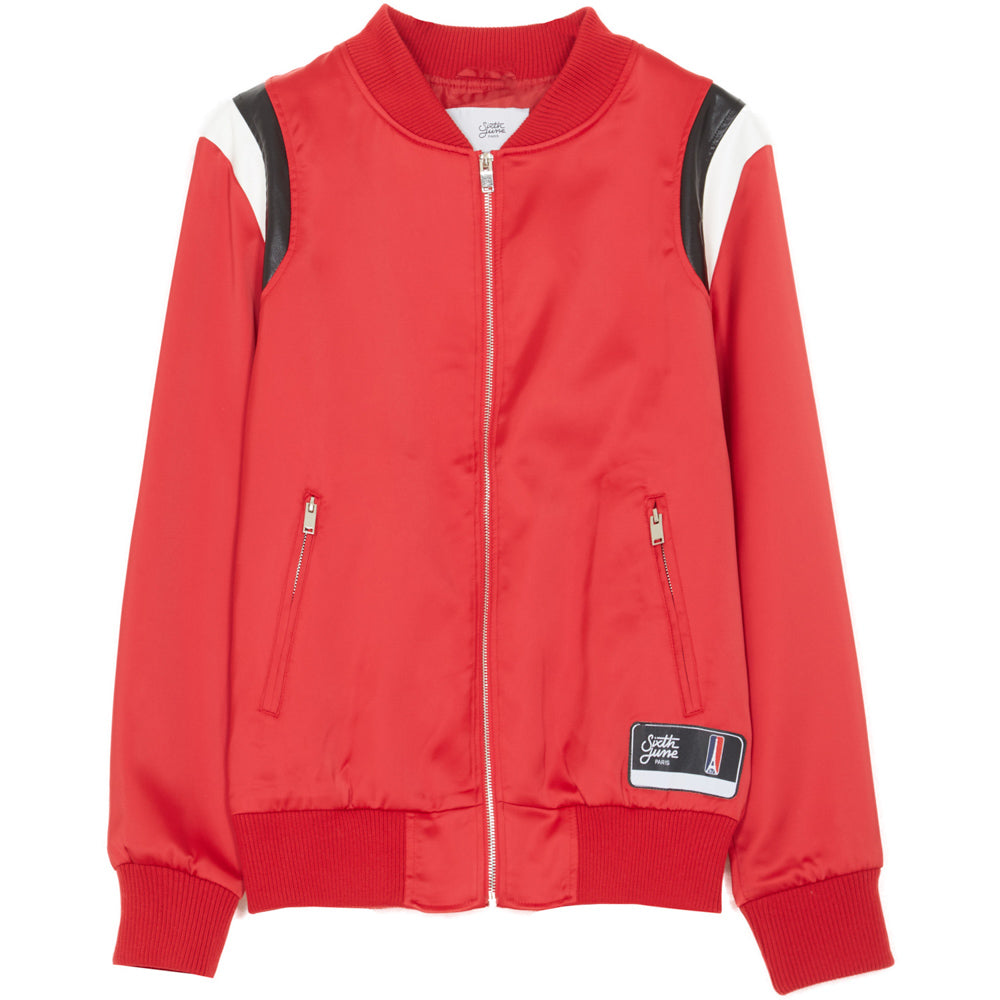 Sixth June - Teddy satin empiècement épaule rouge