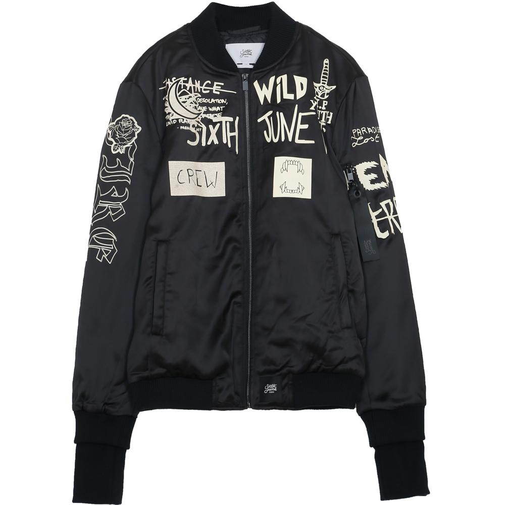 Sixth June - Bomber Crew imprimés fluorescent noir