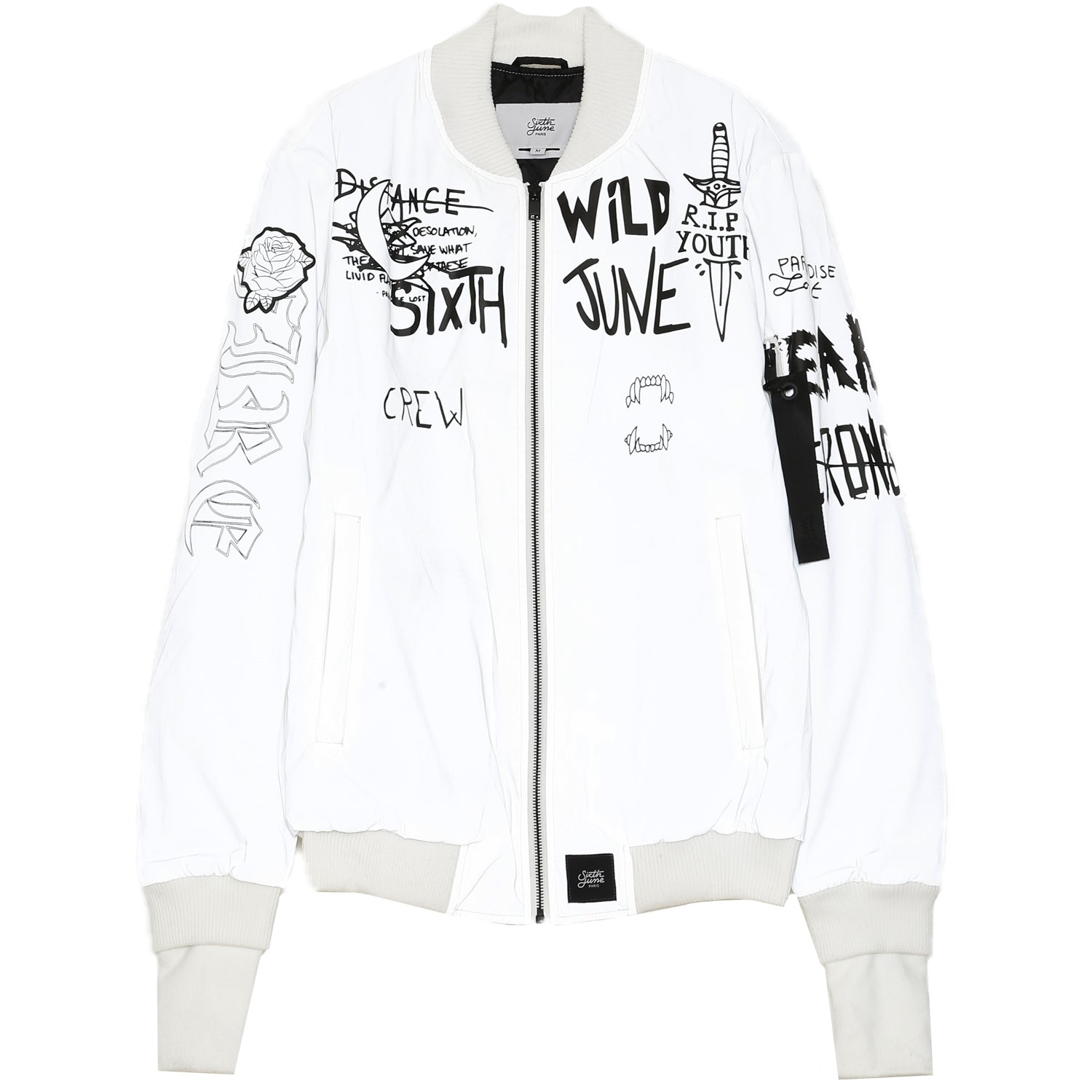 Sixth June - Bomber réfléchissant Crew blanc