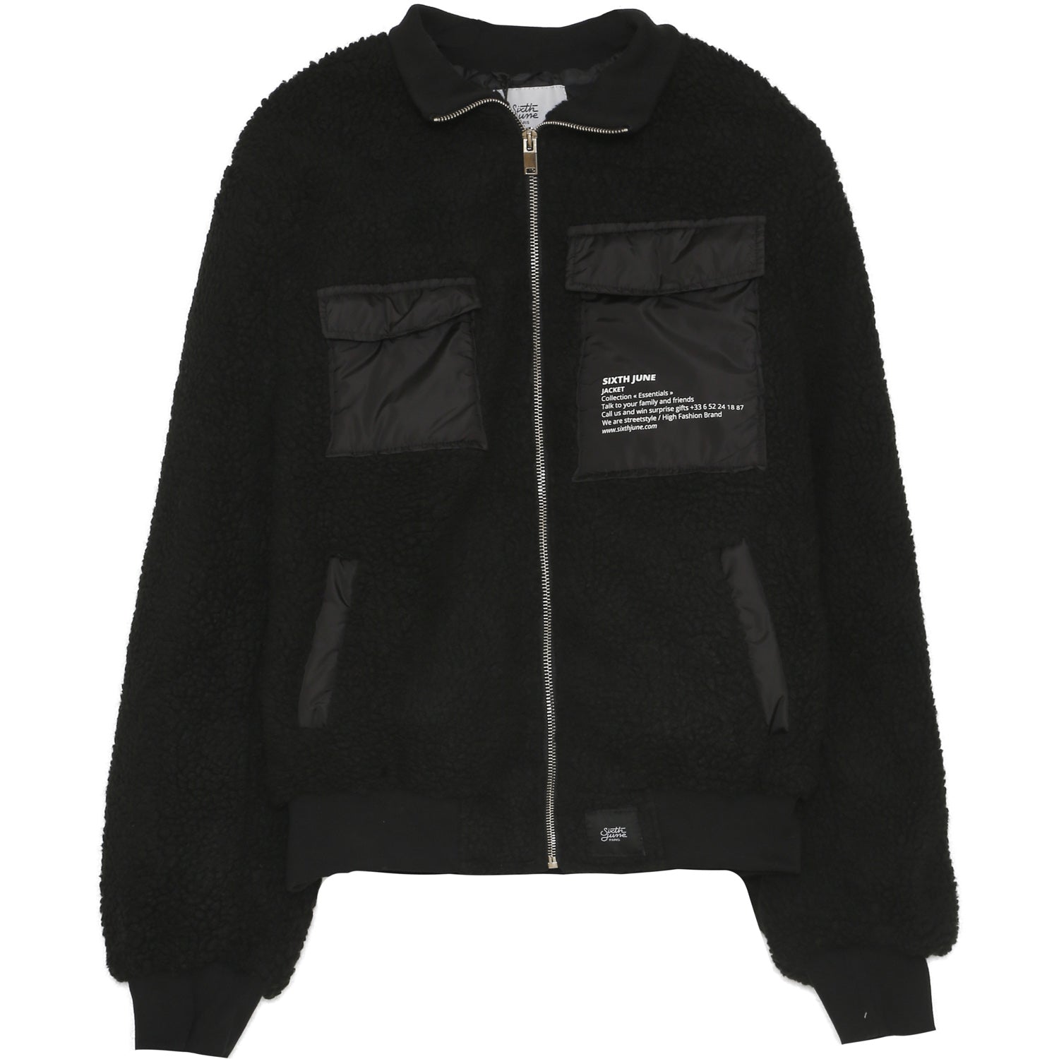 Sixth June - Veste sherpa poche cargo noir