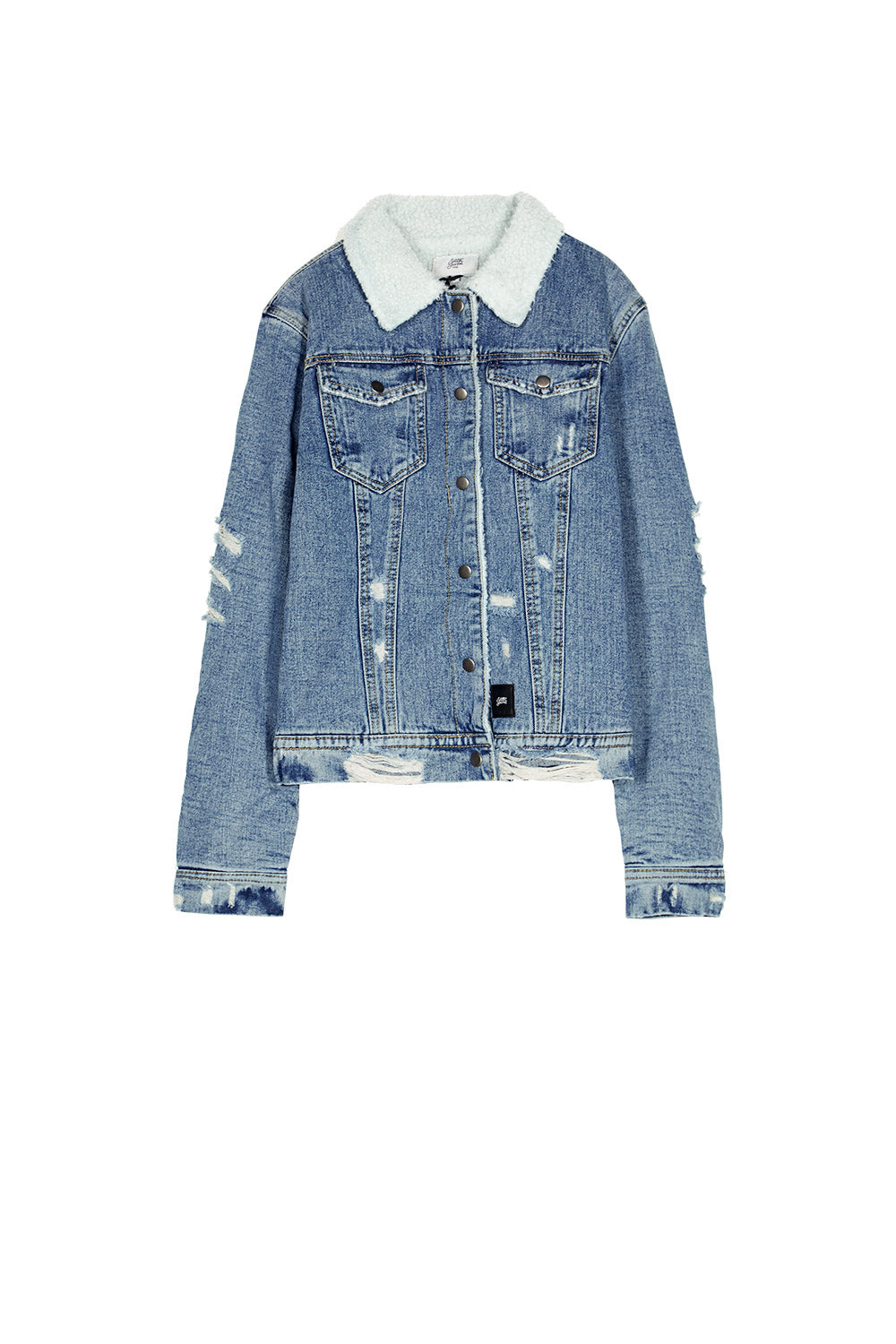 Sixth June - Veste jean sherpa destroy bleu