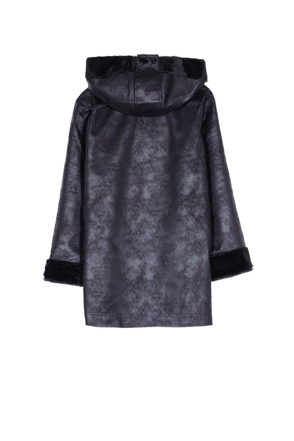 Sixth June - Veste longue doublée simili cuir mouton noir