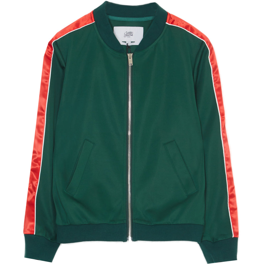Sixth June - Veste bandes satin Parisiennes vert