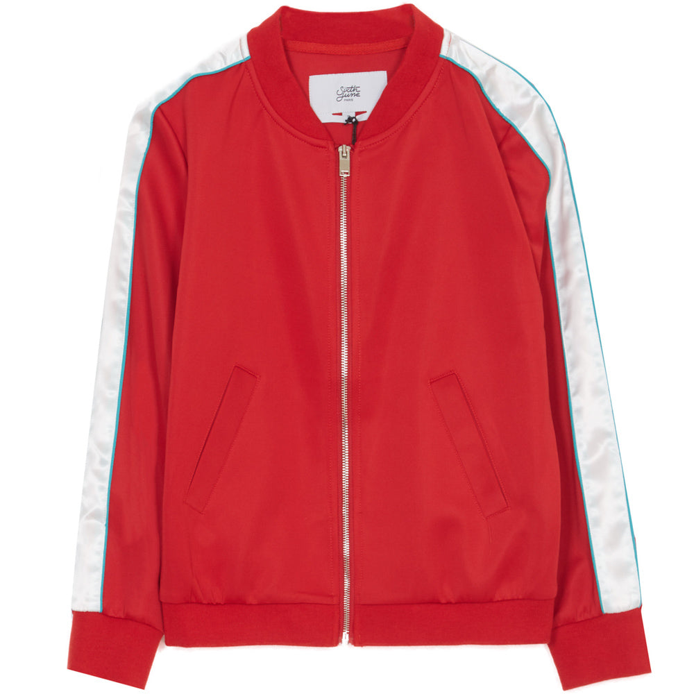 Sixth June - Veste bandes satin Parisiennes rouge