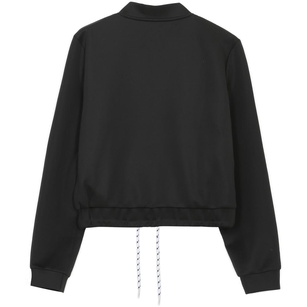 Kurze schwarze Jacke mit charakteristischem Logo