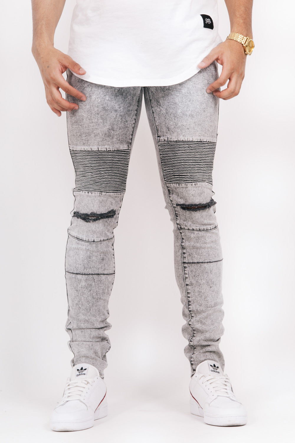 Sixth June - Jean biker délavé destroy gris 1890H