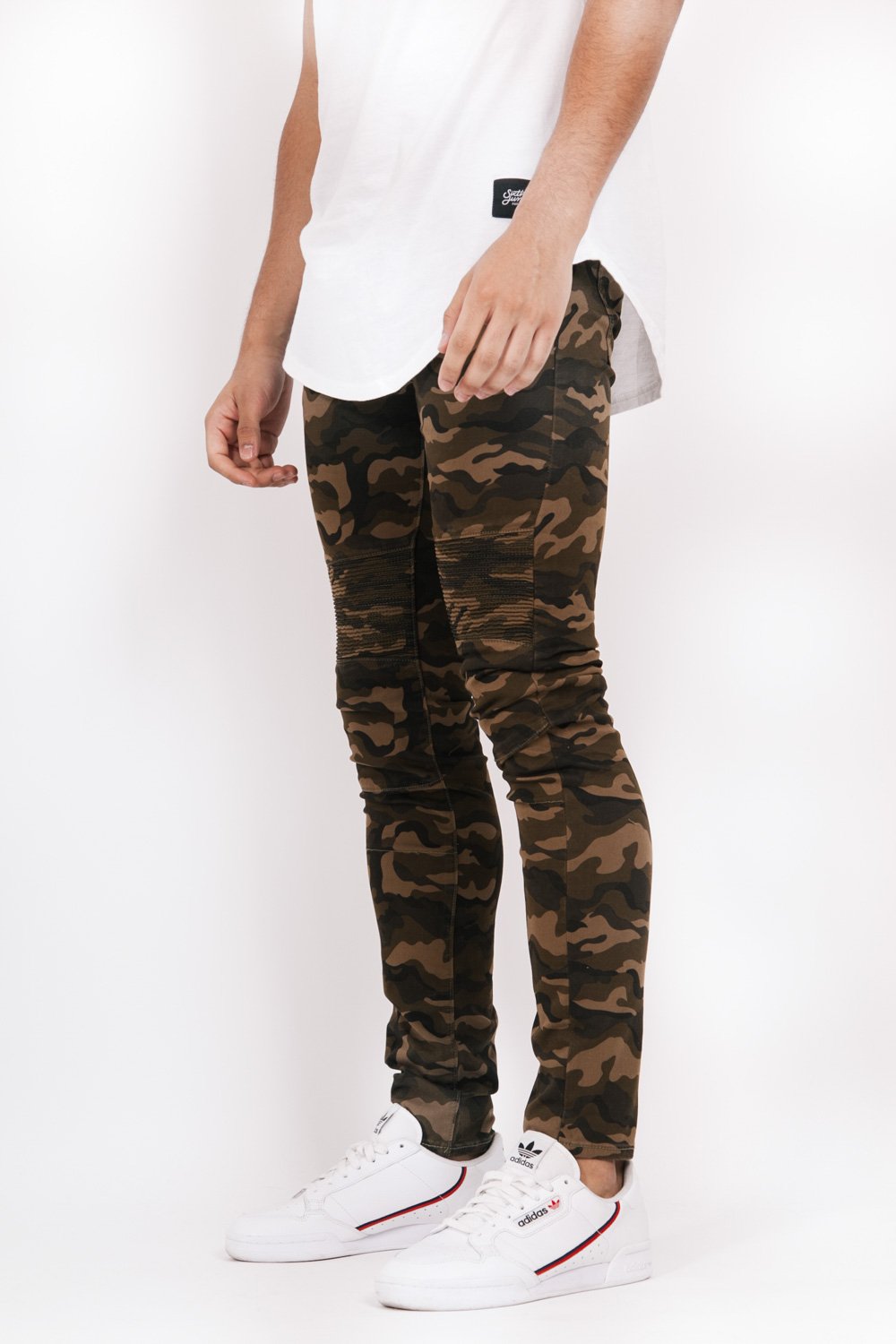 camouflage biker jeans