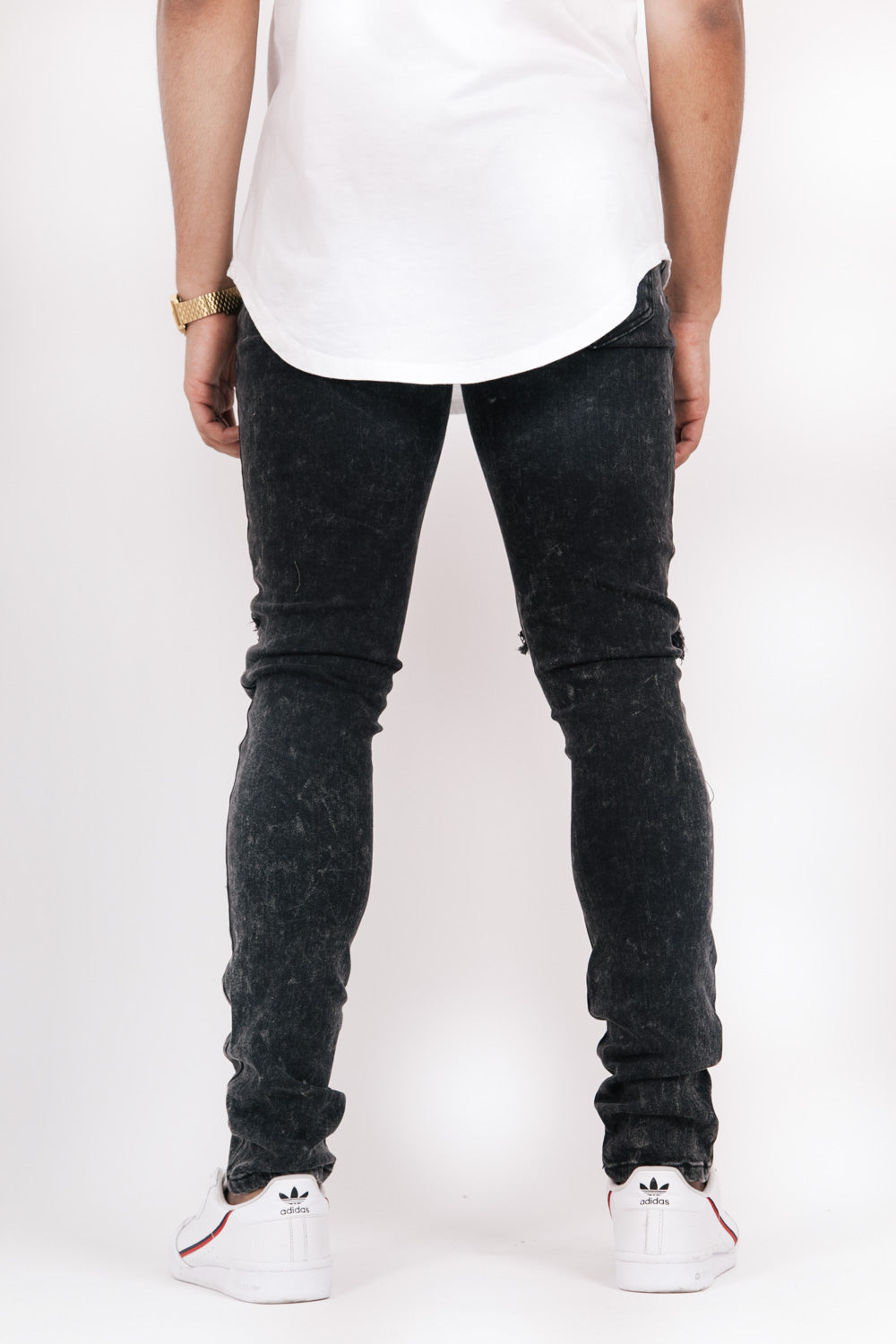 Sixth June - Jean biker destroy noir acid M2244EDE