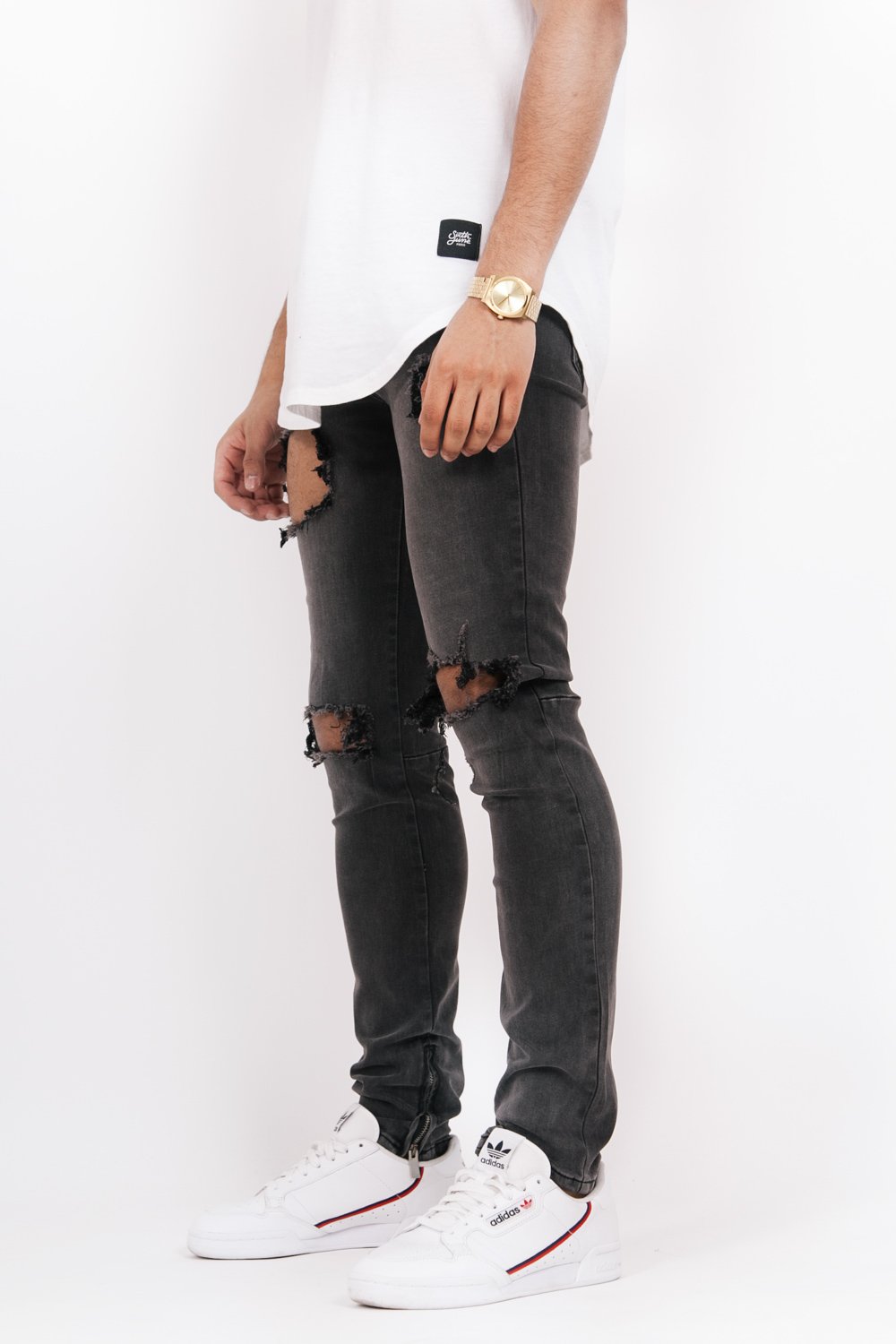 Destroy Skinny Jeans Grey