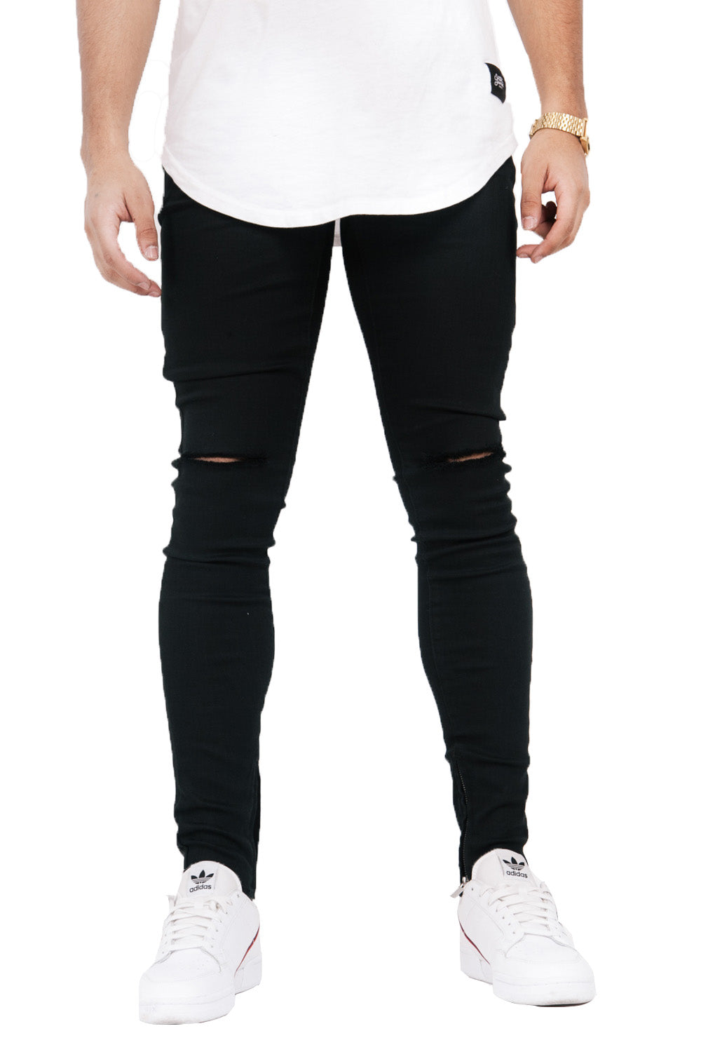 Sixth June - Jean déchiré zips skinny Sixth June noir