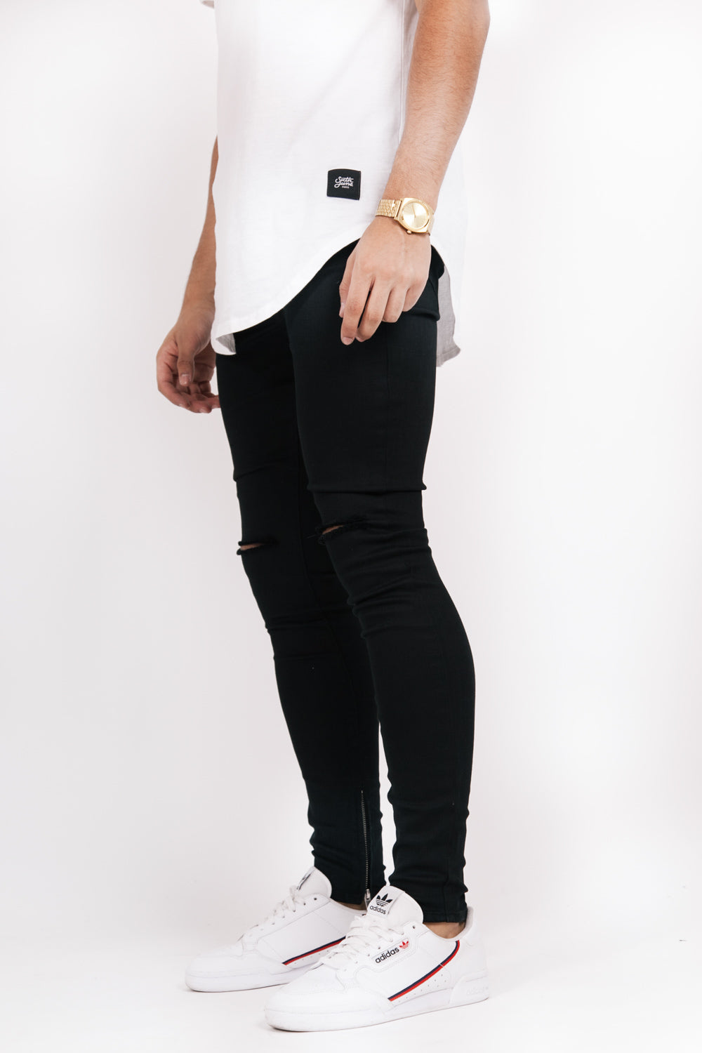 Sixth June - Jean déchiré zips skinny Sixth June noir