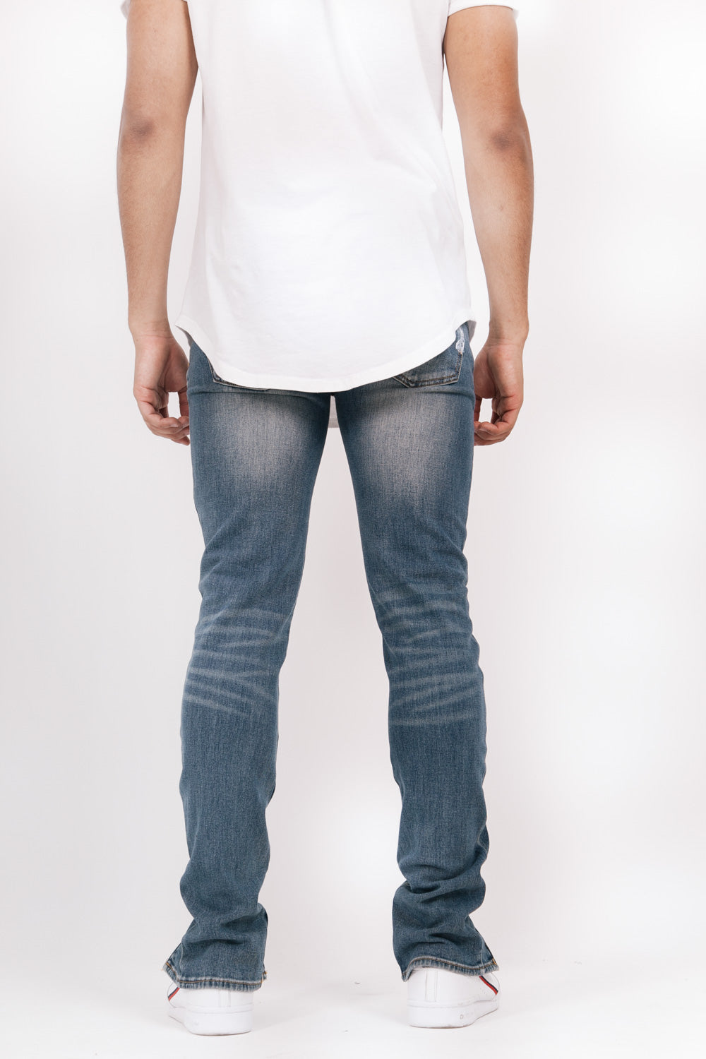 Sixth June - Jean zips avant peinturé bleu